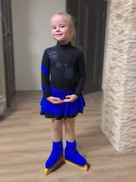 Dress Snowflakes Black Royal Blue 104 cm