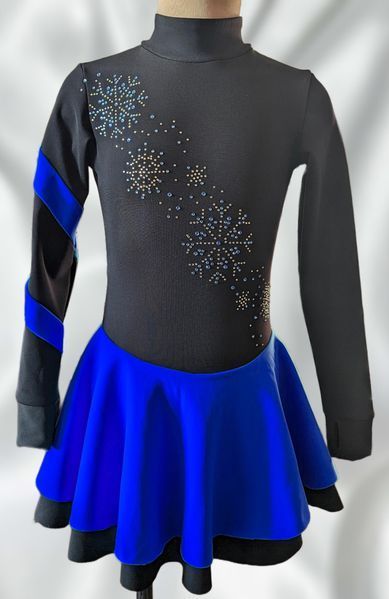 Dress Snowflakes Black Royal Blue 110 cm